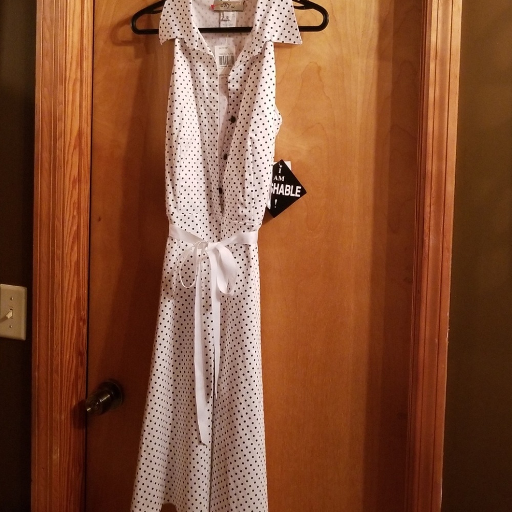 DBy ltd. Polka dot black white dress 12 NWT